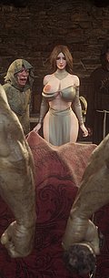 The giant monster also made her obey him - Fallen lady
