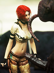 Redhead babe sucks and gargles cum from a huge cock - Karrie by Vaesark